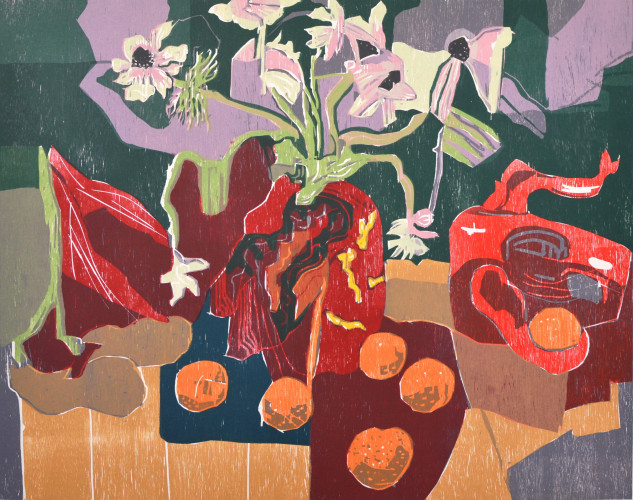 1994 Still Life with Anemones and Oranges 70x90cm.