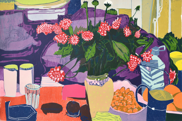 2007 Still Life with Dahlias 68x103cm.