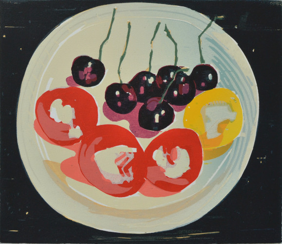 2005 Cherries on a Plate 29x33,5cm.